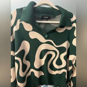 Cider Green and Cream Knit Top